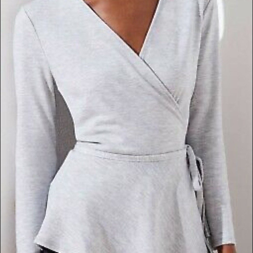 Loft gray heather wrap top